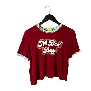 Block Party No Bad Days T Shirt Graphic Tee Crop Top Short Sleeve Cotton Solid